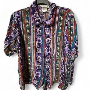 XL Boxy 80s vintage button up with relaxed retro boho vibe